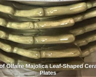 Set of Olfaire Majolica LeafShaped Ceramic Plates second image