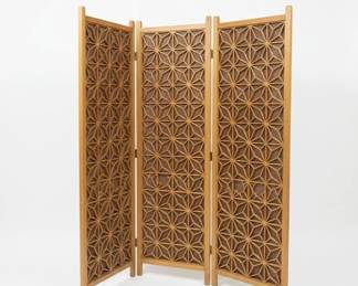 Vintage Japanese Asanoha Pattern Kumiko large Folding Screen second image