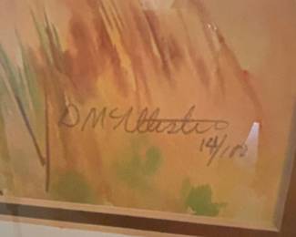 D.M. Abernathy Watercolor Landscape with Elk and Aspen Trees third image