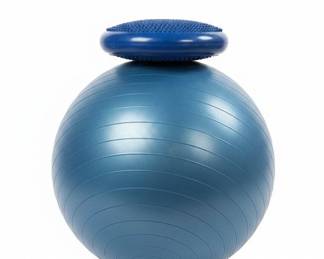 Blue Exercise Ball with Blue Balance Disc
