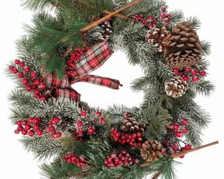 Artificial Christmas Wreath with Berries and Pinecones fifth image