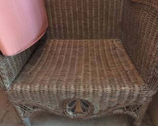 Wicker Wingback Armchair with Pink Cushion third image