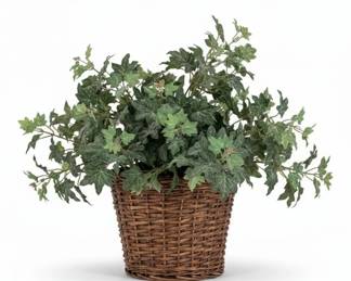 Nearly Natural Puff Ivy Faux Plant in Woven Basket