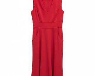 Red VNeck Fit and Flare Dress