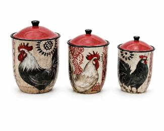 102 CertifiedInternationalRoosterCanisterSet3Pieces