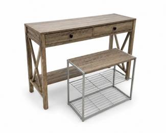 53 RusticConsoleTableMetalShoeBenchSet