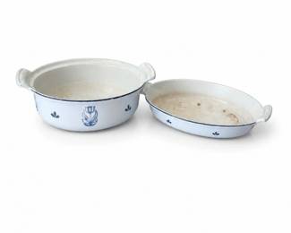 101 VintageCopcoHollandEnamelRoastingPanSet2Pieces