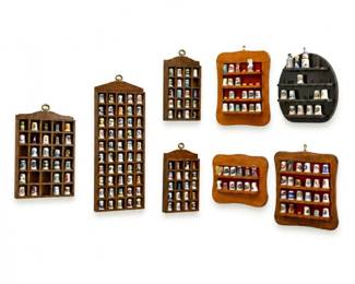 5 IncredibleVintageThimbleCollectionwith8WoodenDisplayCases