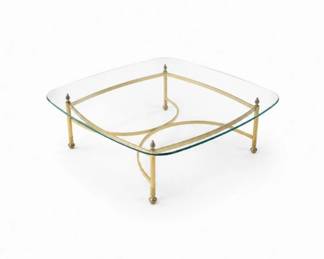 4 VintageBrassGlassHollywoodRegencyCoffeeTable
