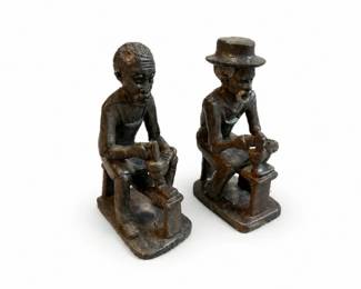 12 HandCarvedIronwoodCobblerFigurinesPair