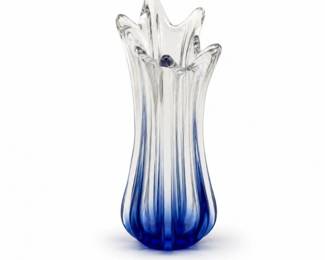 66 VintageMuranoStyleBlueSommersoArtGlassVase