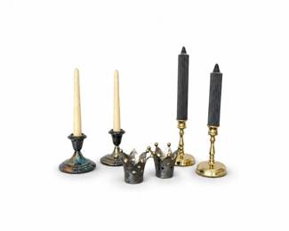 48 VintageMixedMetalCandlestickHolderDecorLot