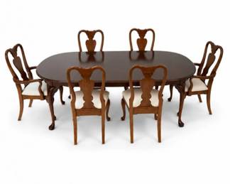 64 VintageQueenAnneStyleDiningTable6ChairSet