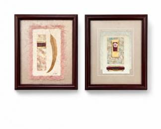 50 PairFramedMixedMediaAbstractWallArtSigned