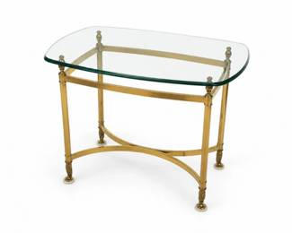 20 HollywoodRegencyBrassGlassEndTable