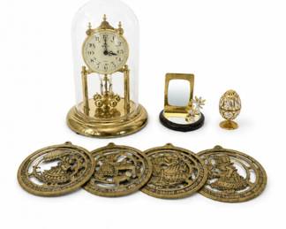85 VintageBrassDcorCollectionwithSchatzAnniversaryClockAccess