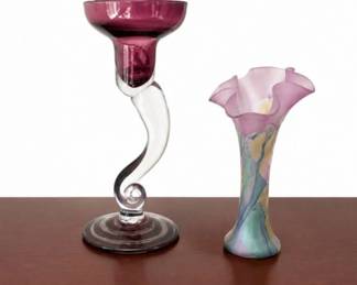 84 KrosnoAmethystGlassCandlestickRobertEickholtArtGlassVase