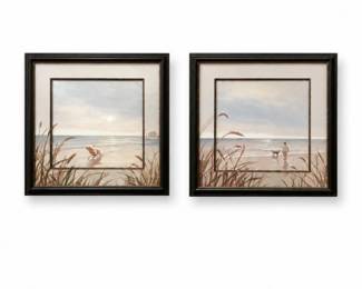 73 PairofFramedCoastalBeachScenePrintsbyRomero
