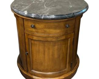 Southern Living Round Wooden Side Table w Black Marble Top
