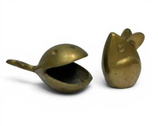 Brass Mouse Whale Figurines