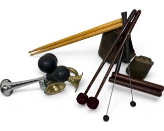 Drum Sticks, Bell, And Horns
