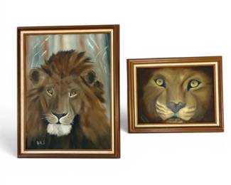 Lion Oil Paintings by Sandra Hill Signed