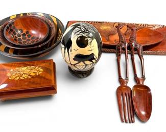 South African Wooden Bowls, Porcelain Ostrich Egg, More Decor