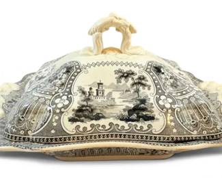 Lidded Black White Porcelain Dish