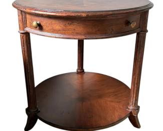 Round Wooden End Table w Drawer
