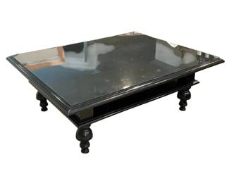 Black Wooden Glass Top Coffee Table