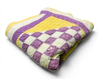 Handsewn Purple Yellow Quilt