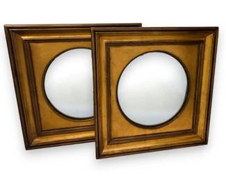 John Richards Gold Square Convex Glass Mirrors