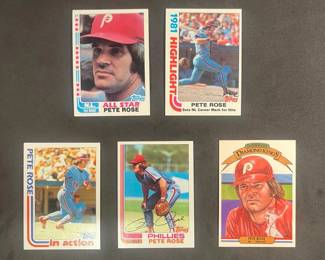 Pete Rose 1982 Topps 5 Card Lot.