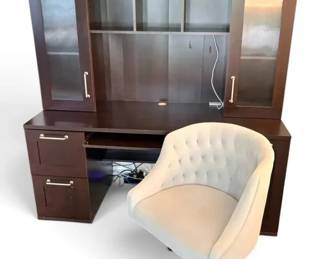 Dark Brown Office Desk w Swivel Chair