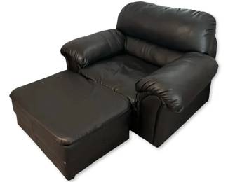 Faux Leather Armchair  Ottoman