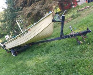 Nice trailer, boat doesn't leak ( per owner ) motor is shot.  Come take a look.  2 gas tanks, oars.  Looking at best offer !