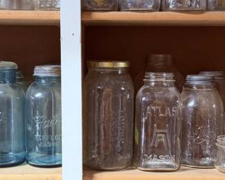 Canning jars including antique jars and zinc lids