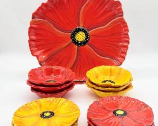 22 ClayArtCeramicPoppyFlowerDishes