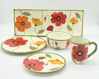 23 ClayArtPoppiesHandPaintedCeramicDishes