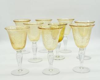 47 ArtlandIrisAmberBubbleGlassGoblets