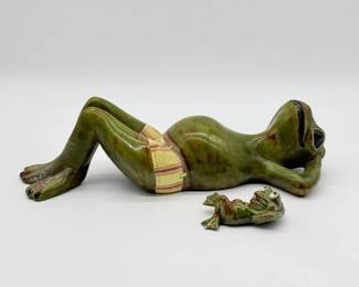 6 ArnelsLoungingPoseCeramicFrogsSigned