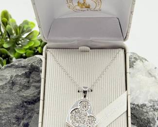 50 DisneyHeartShapedwMickeyMouseIconPendantNecklace