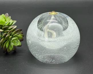 98 HandblownClearGlassPaperweightOilLamp