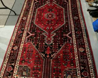 Dimensions: 11’3” x 5’1” Description: Hamedan Tuiserkan 100% wool rug.  Colors: Red, black, beige geometric tribal medallion design Origin: Iranian  Age is estimated between 50-60 years old Price: $800