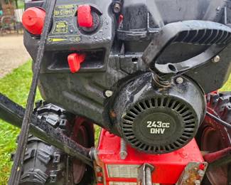 Craftsman SB470 28" two-stage snowblower, purchased 2021, serviced regularly. Normal amount of rust for a working machine. Needs transmission cable. $300