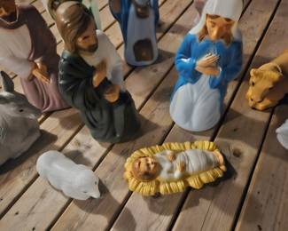 Vintage blow mold nativity set. 12 pieces 18-23 inches. $250 for the set
