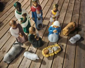 Vintage blow mold nativity set. 12 pieces 18-23 inches. $250 for the set