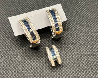 Earrings & Pendant, Sapphire & Diamonds