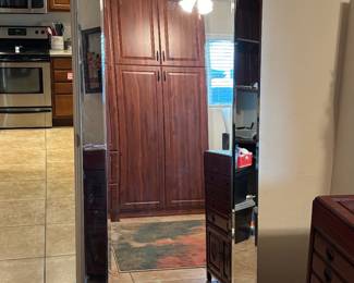 Full-Length Floor Mirror, Wide Beveled Frame, 72" X 30", Can Lean on Wall