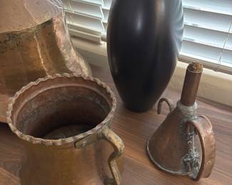Mid-Eastern Water or Bath Pitcher + Black Powder Flask Funnel